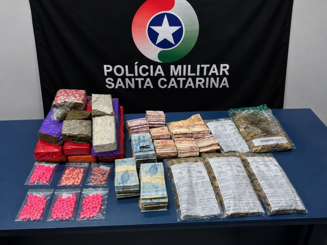 PM prende quatro envolvidos em roubo a supermercado, recupera dinheiro e apreende muita droga